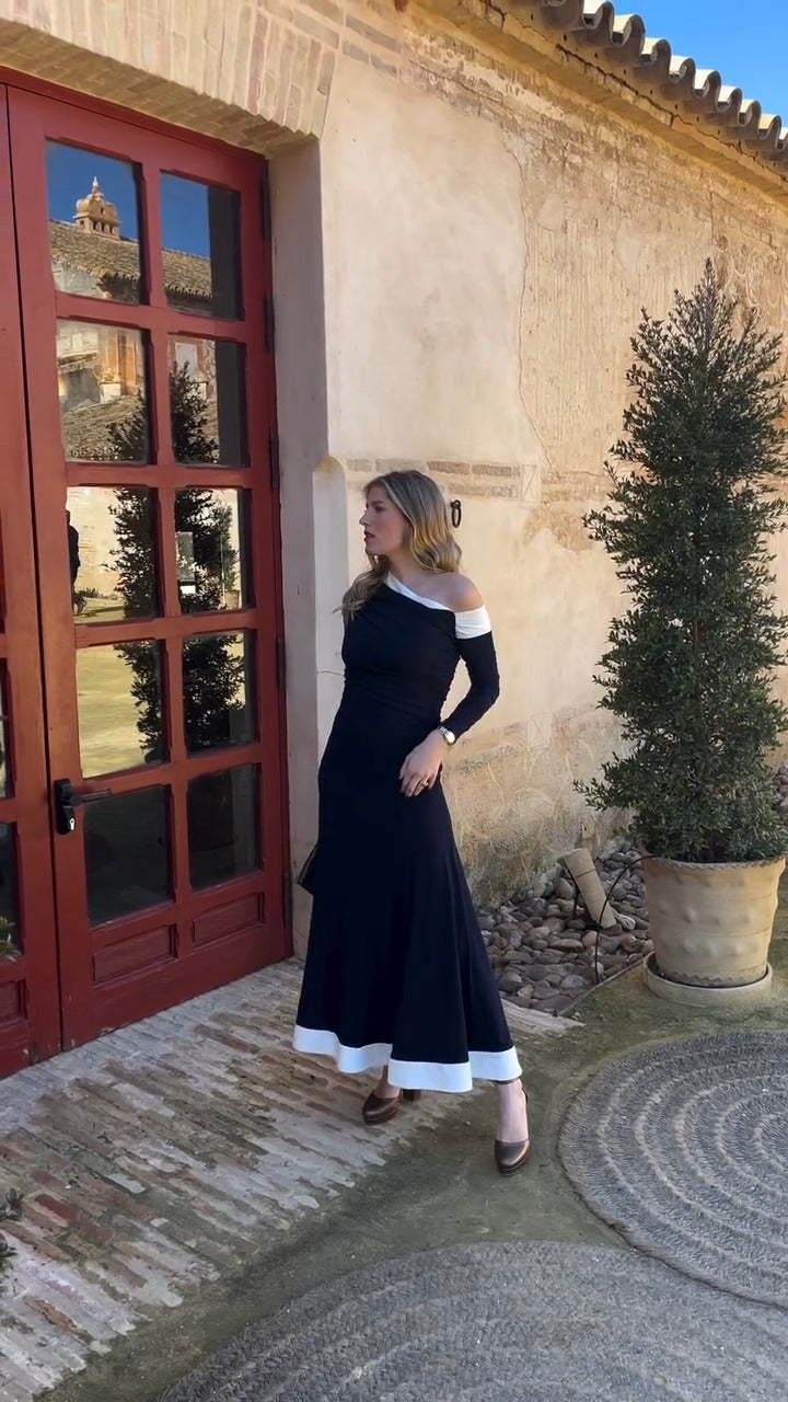 NATALIA - VESTIDO LARGO ASIMÉTRICO