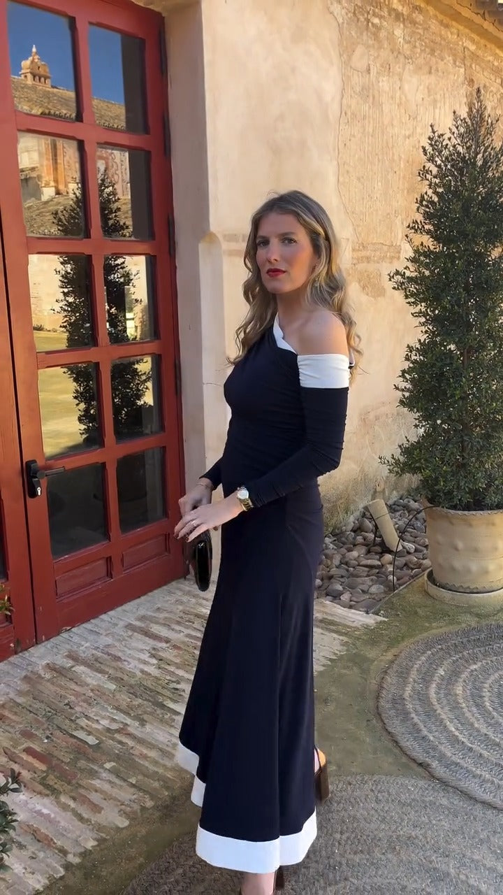 NATALIA - VESTIDO LARGO ASIMÉTRICO