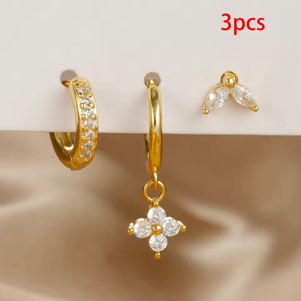 MAITE - SET DE 3 PENDIENTES DORADOS