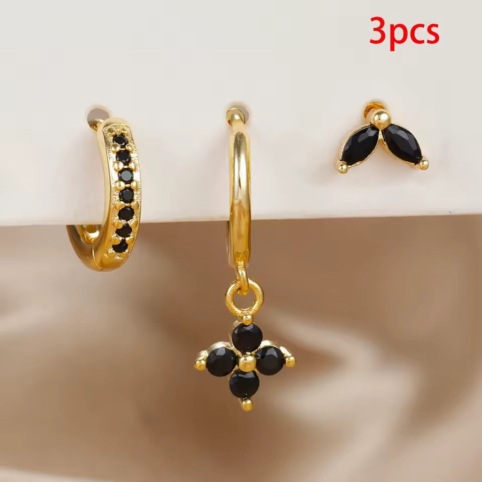 MAITE - SET DE 3 PENDIENTES DORADOS