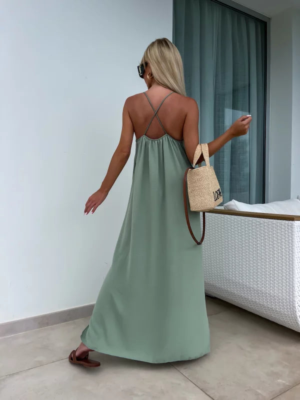 LILIANA - VESTIDO LARGO DE TIRANTES FINOS