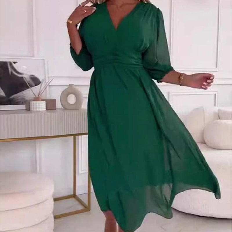 ANGELINA - VESTIDO CON MANGAS ABULLONADAS