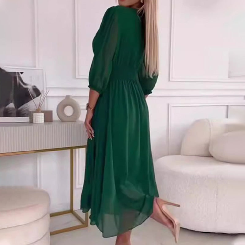 ANGELINA - VESTIDO CON MANGAS ABULLONADAS