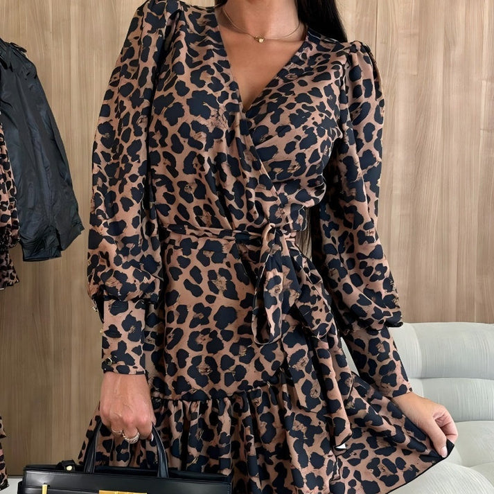 HIBA - VESTIDO CRUZADO ESTILO ANIMAL PRINT