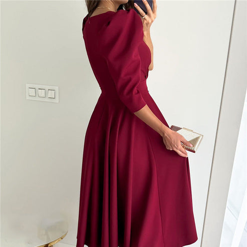 MARCELA - VESTIDO MIDI PLISADO CON ESCOTE EN V