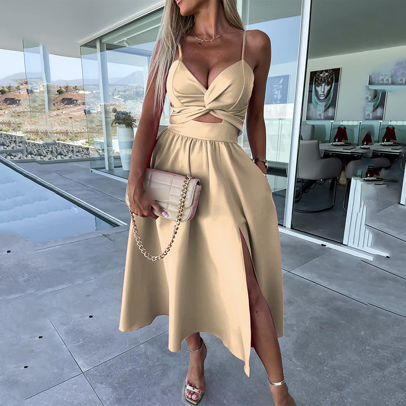 FEDRA - VESTIDO CON TIRANTES Y ABERTURA