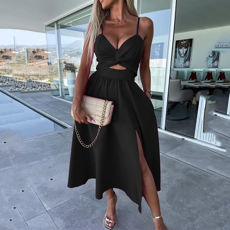 FEDRA - VESTIDO CON TIRANTES Y ABERTURA
