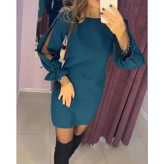 MARA - VESTIDO CORTO CON MANGAS DE TUL