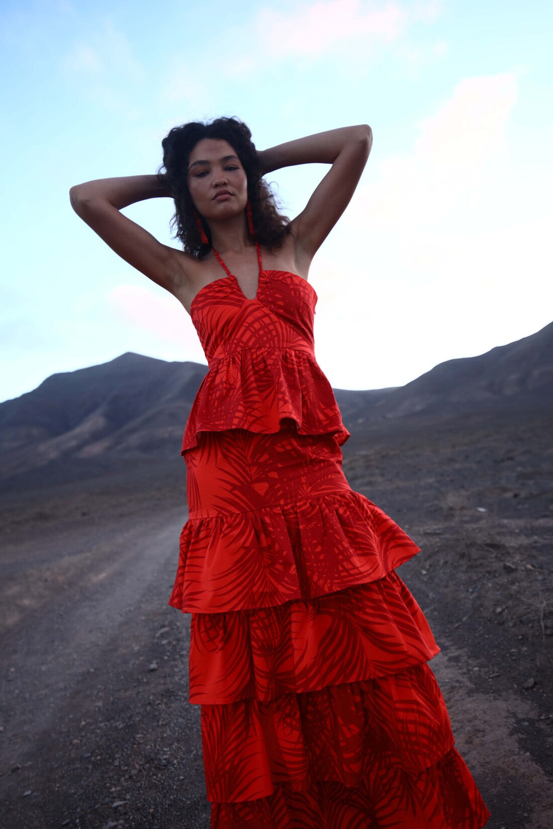 RUFINA - VESTIDO LARGO CON VOLANTES