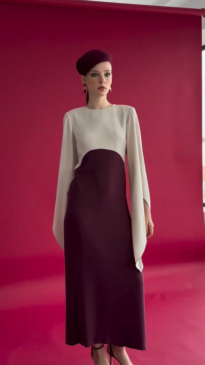 DAYANIS - VESTIDO BICOLOR ELEGANTE