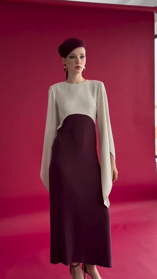 DAYANIS - VESTIDO BICOLOR ELEGANTE