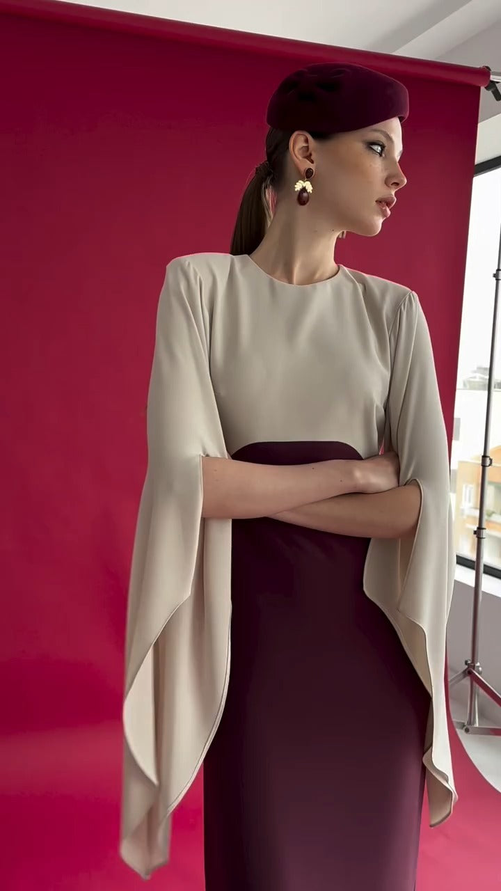 DAYANIS - VESTIDO BICOLOR ELEGANTE