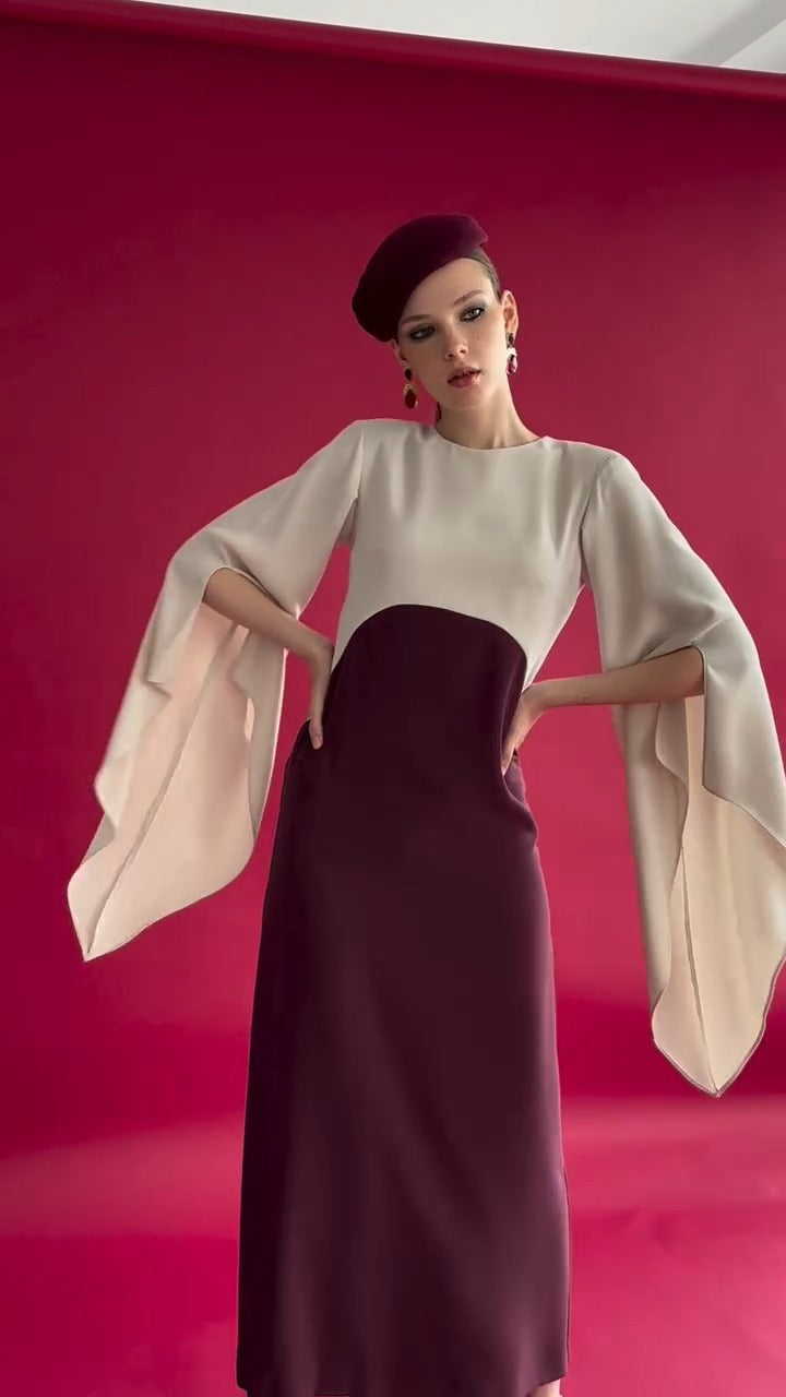 DAYANIS - VESTIDO BICOLOR ELEGANTE