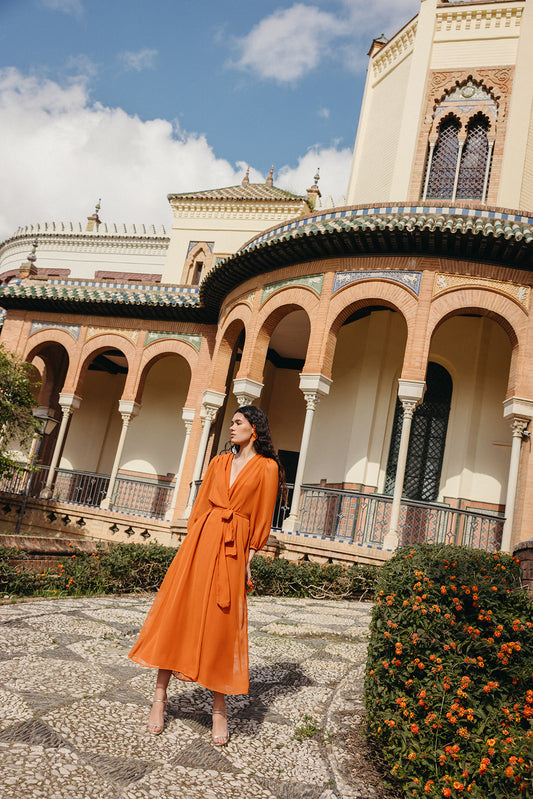 KATIA - VESTIDO MANGA LARGA (INCLUYE PENDIENTES DE REGALO)