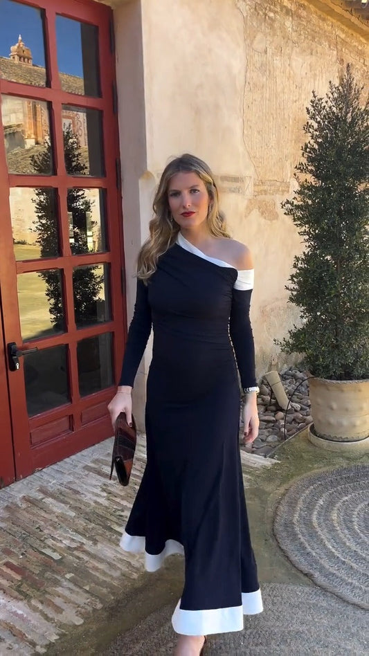 NATALIA - VESTIDO LARGO ASIMÉTRICO
