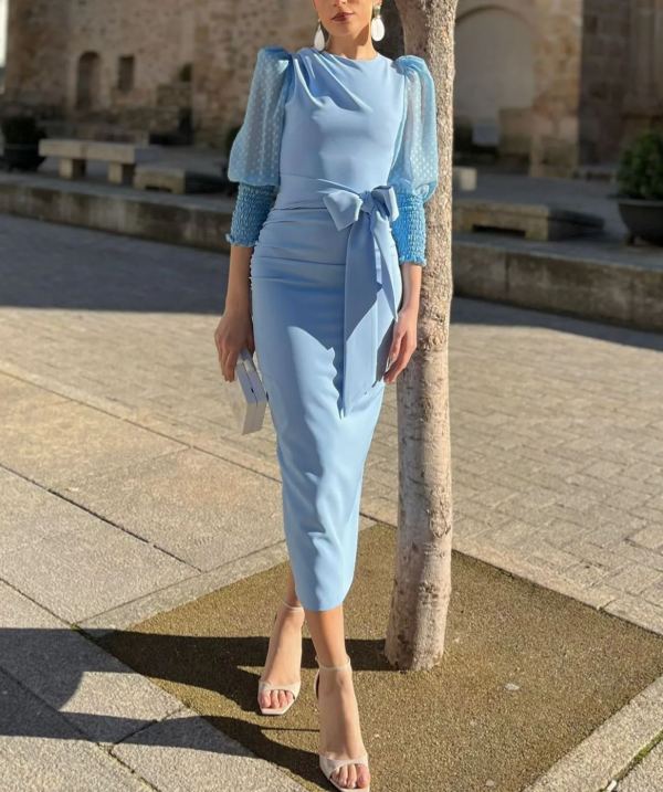 ARACELI - VESTIDO DE MANGAS ABULLONADAS