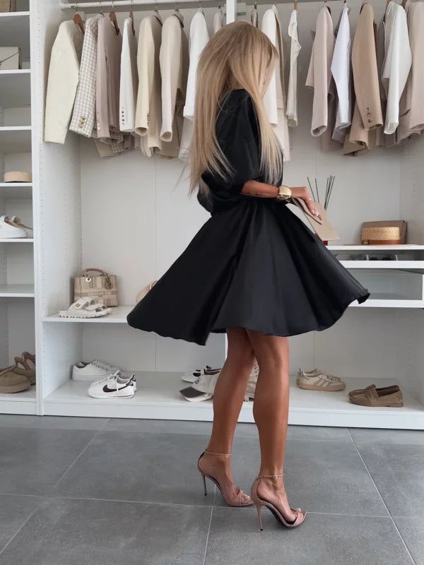 CHLÓE - VESTIDO CORTO DE MANGA AMPLIA