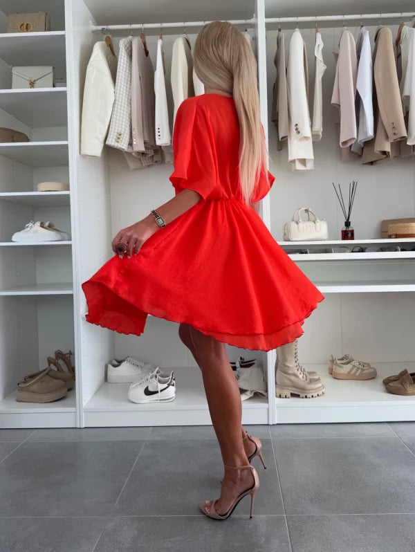 CHLÓE - VESTIDO CORTO DE MANGA AMPLIA