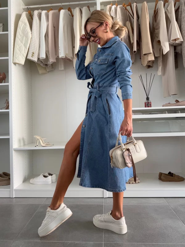 BEGOÑA - VESTIDO DENIM CON CINTURÓN