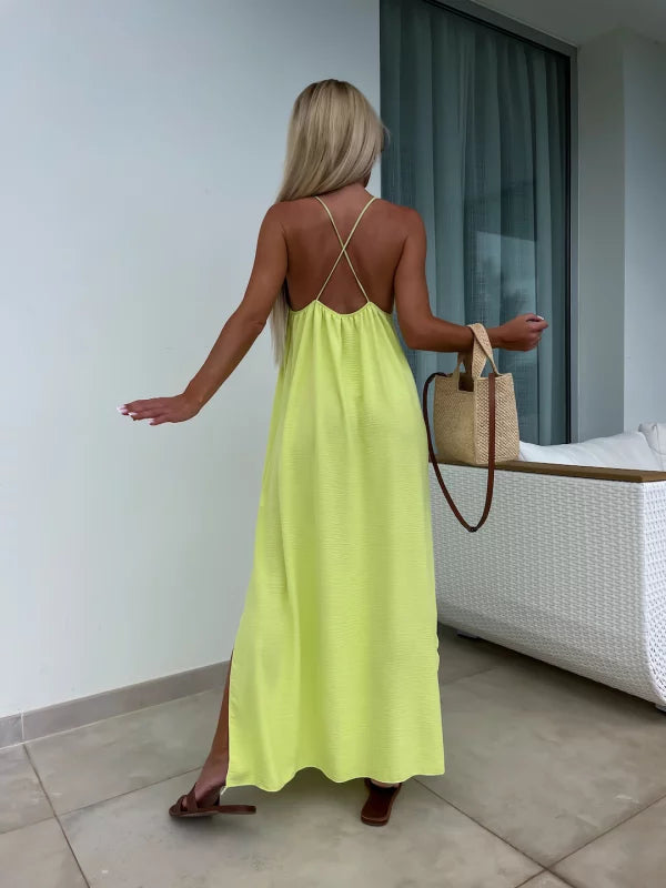 LILIANA - VESTIDO LARGO DE TIRANTES FINOS