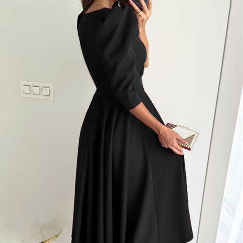 MARCELA - VESTIDO MIDI PLISADO CON ESCOTE EN V