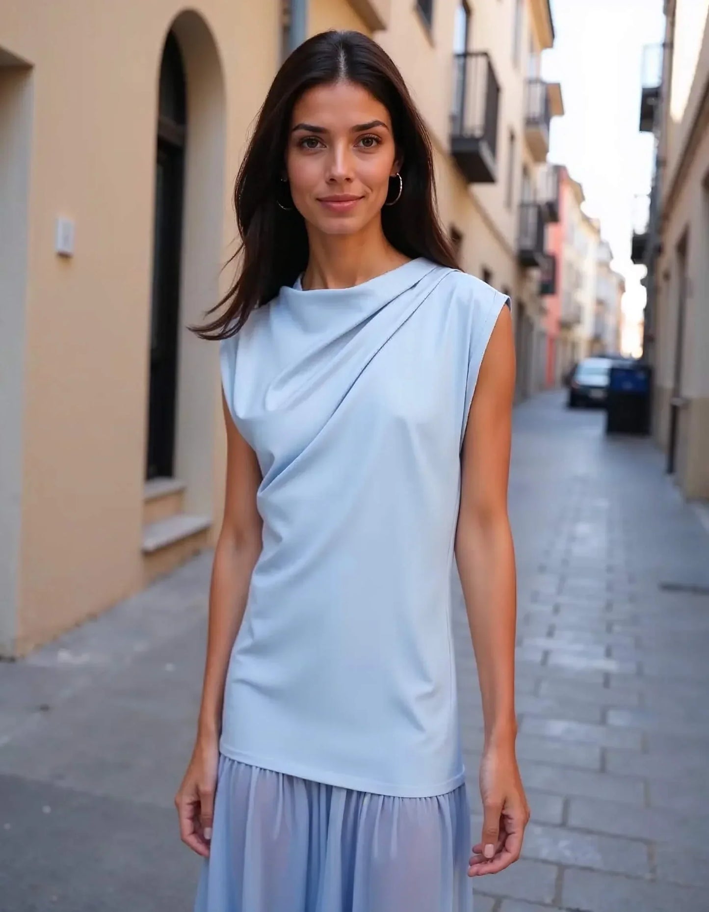 YAIZA - VESTIDO CON ESCOTE DRAPEADO