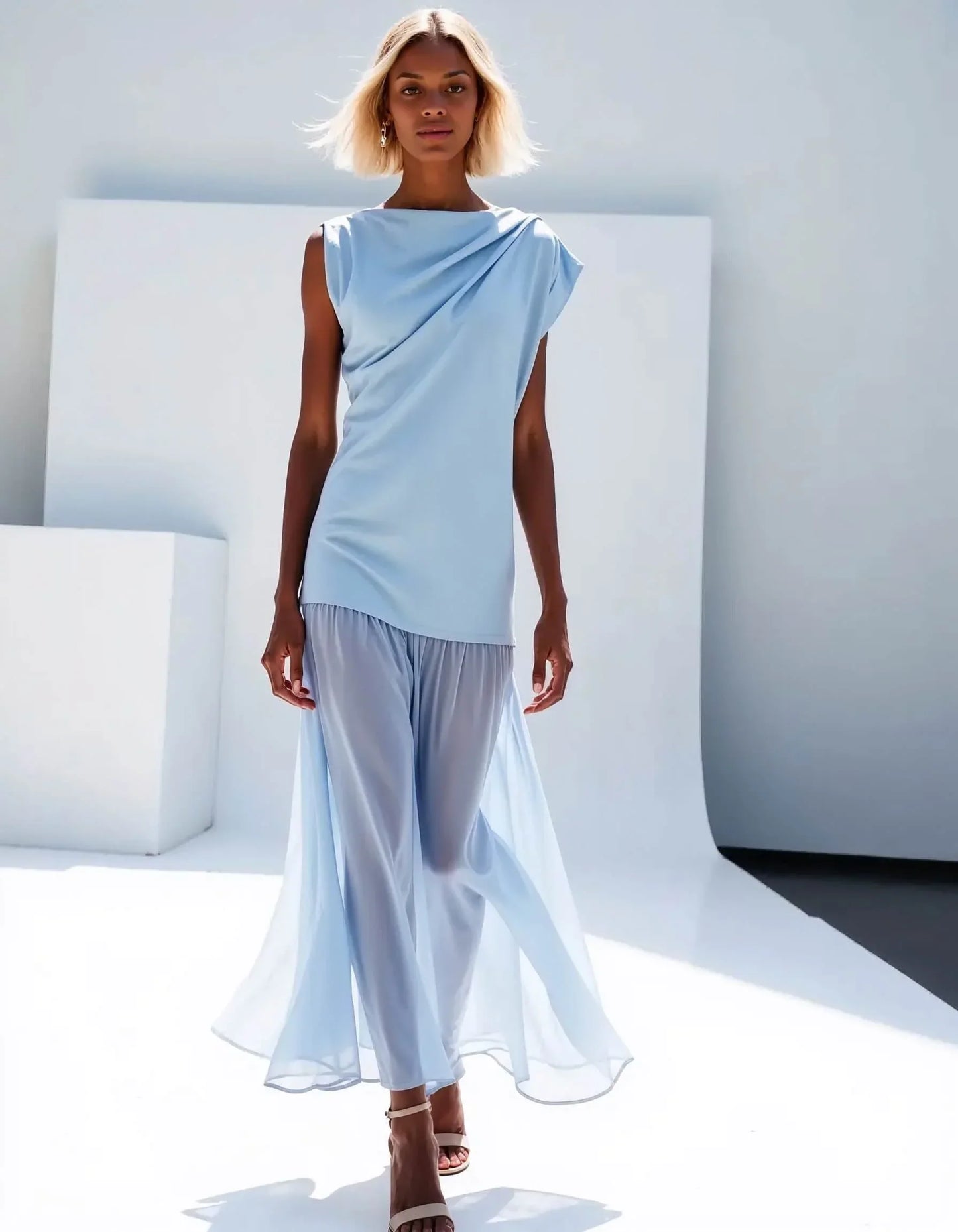 YAIZA - VESTIDO CON ESCOTE DRAPEADO